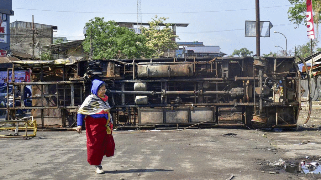 Manipur burns again: statewide shutdown, 4 deaths, renewed violence- an unrest which refuses to die. 1 Manipur burns again