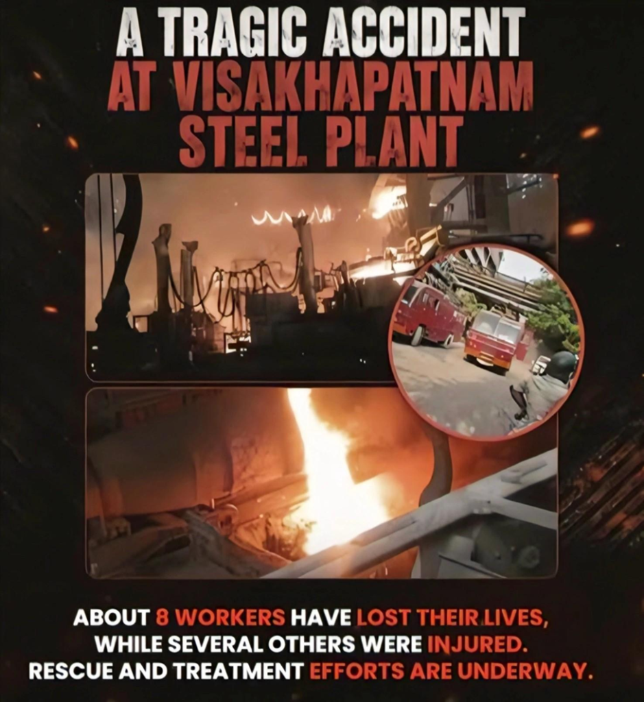 Tragedy at Visakhapatnam Steel Plant: 8 Workers Killed as Boiling Molten Steel Spills 3 8 Workers Killed in Visakhapatnam Steel Plant Molten Steel Spill